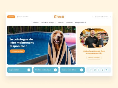 Accueil du site web de boutique d’animaux Chico