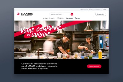 Écran d'accueil du site web de l’entreprise de distribution alimentaire Colabor.