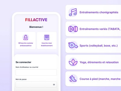 Projet de portail pour Fillactive dédié aux ambassadrices et aux responsables d'établissements.