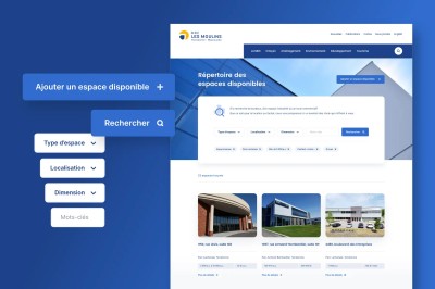 Présentation de l'interface du répertoire des espaces disponibles sur le site web de la MRC Les Moulins.