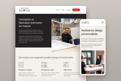 Écrans présentant la section des services du site web d'Armoires Multi-Poses