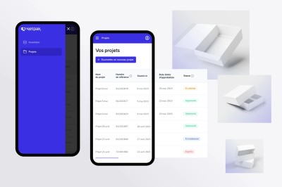 Présentation de l'affichage mobile de l'interface du portail client développé pour Netpak.