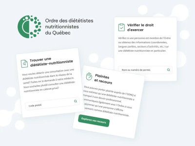 Projet de refonte du site web de l'Ordre des diététistes-nutritionnistes du Québec.