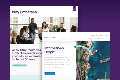 Montage présentant la navigation et l'interface du nouveau site corporatif pour Omnitrans.