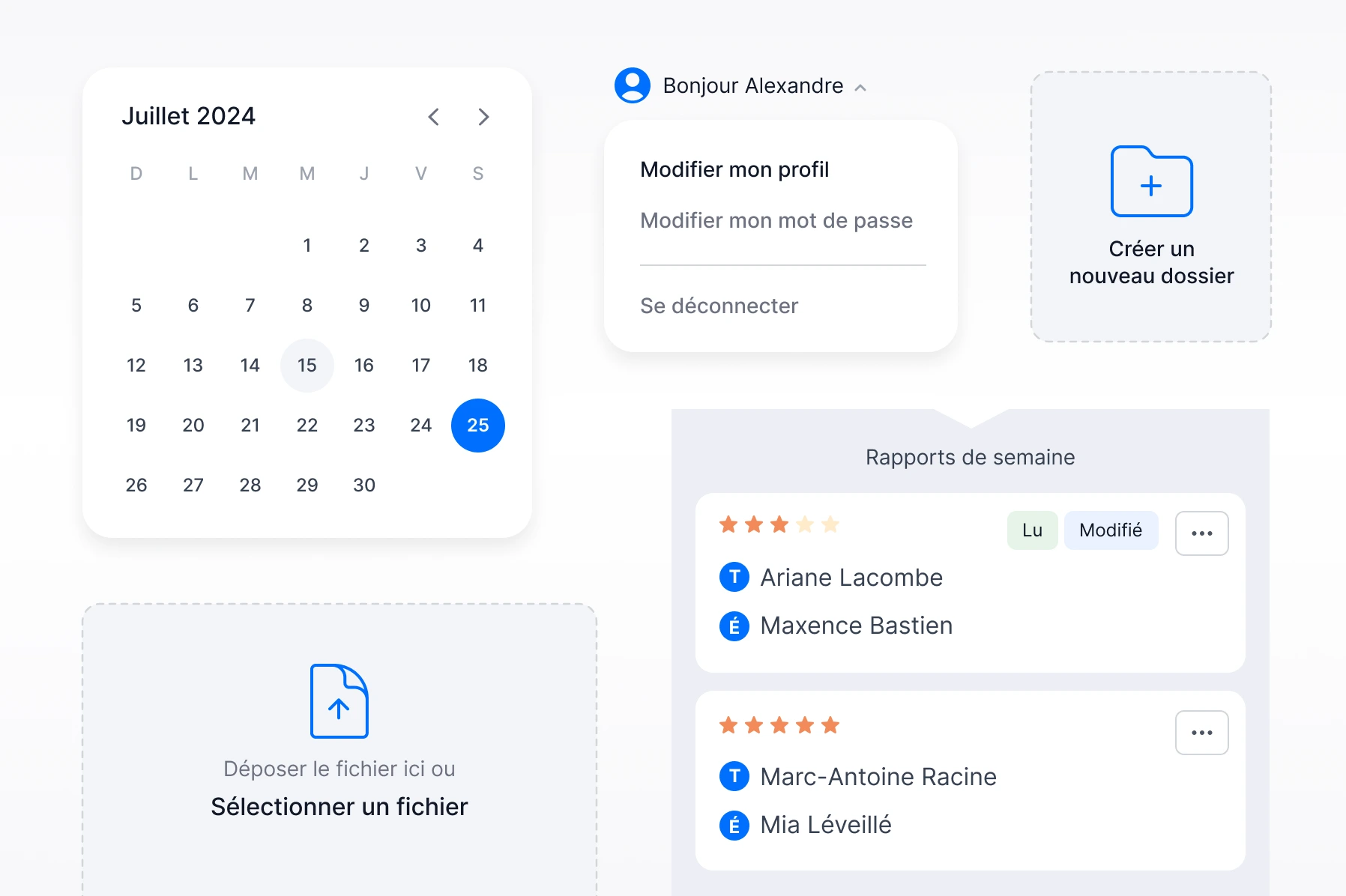 Éléments de l'Interface du portail de la Fondation À deux pas de la réussite