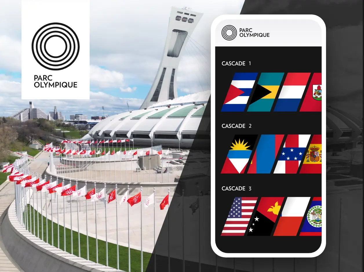 Projet de création d'un microsite destiné au projet de valorisation des drapeaux de l’Esplanade du Parc Olympique.